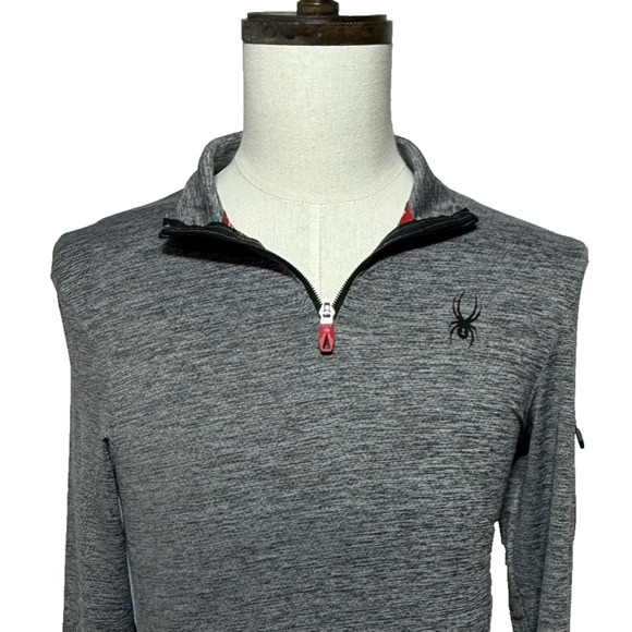 Spyder Shirt Mens Small Gray Black 1/4 Zip Long Sleeve Stretch 9% Quick Dry NWT - Picture 5 of 10
